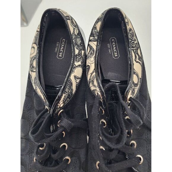 Coach Women's Black & White Canvas Sneakers Size 8 - Picture 2 of 8